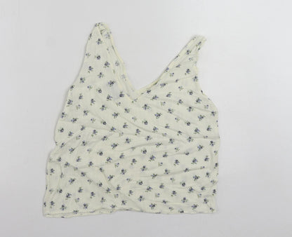 Pieces Womens Ivory Floral Viscose Basic Tank Size M V-Neck