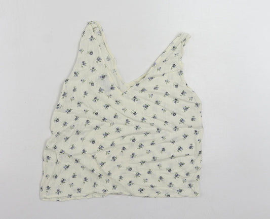Pieces Womens Ivory Floral Viscose Basic Tank Size M V-Neck