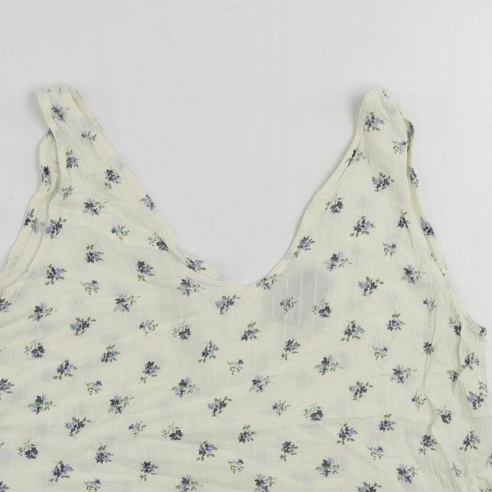 Pieces Womens Ivory Floral Viscose Basic Tank Size M V-Neck