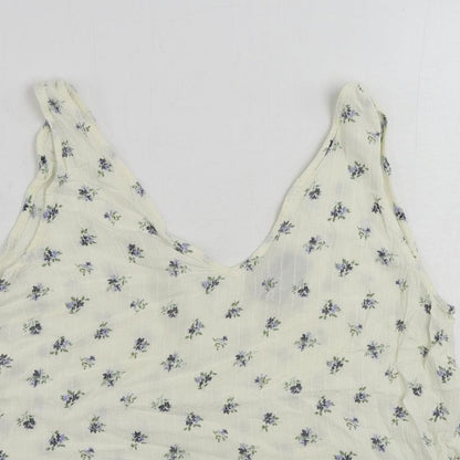 Pieces Womens Ivory Floral Viscose Basic Tank Size M V-Neck