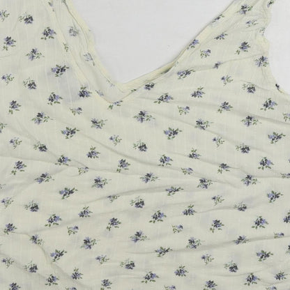 Pieces Womens Ivory Floral Viscose Basic Tank Size M V-Neck