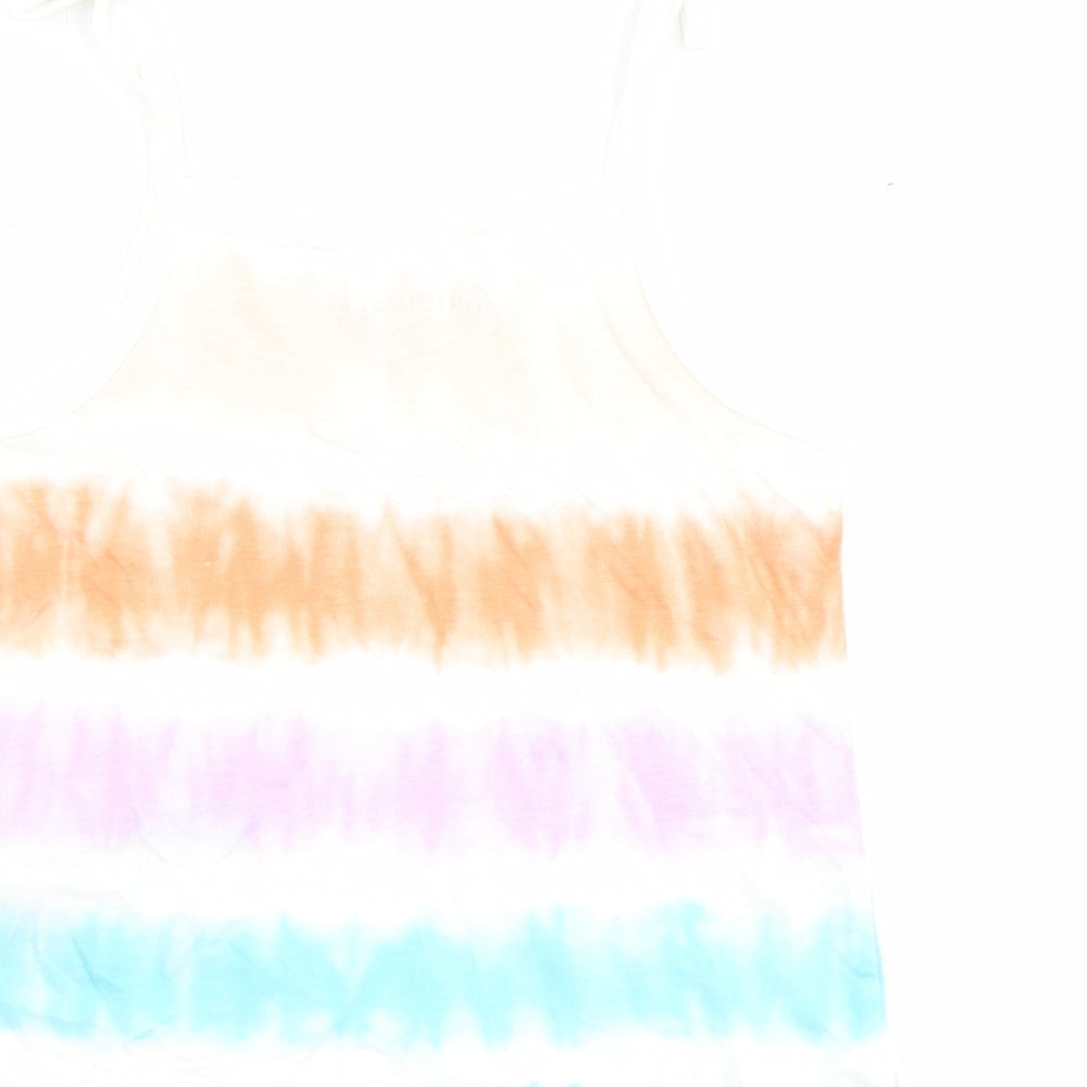 Marks and Spencer Girls Multicoloured Geometric 100% Cotton Basic Tank Size 5-6 Years Square Neck Pullover - Tie Dye
