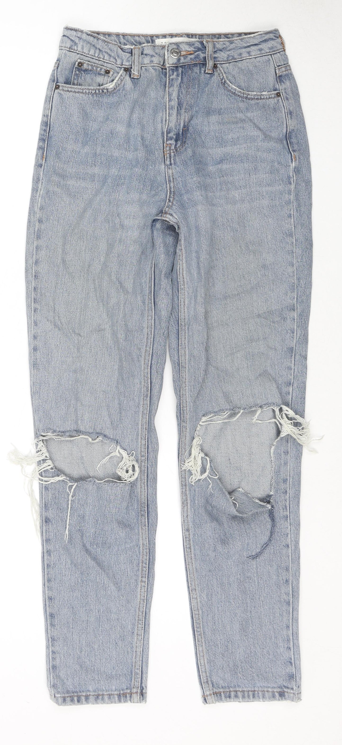 Topshop Womens Blue Cotton Mom Jeans Size 26 in L32 in Regular Zip