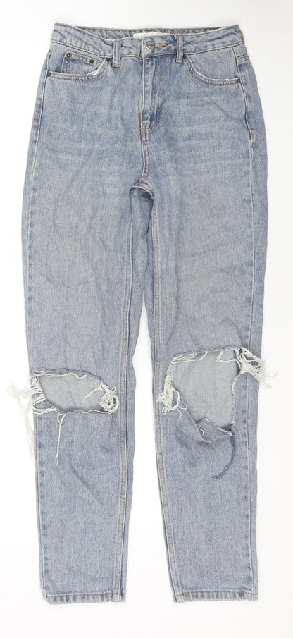 Topshop Womens Blue Cotton Mom Jeans Size 26 in L32 in Regular Zip