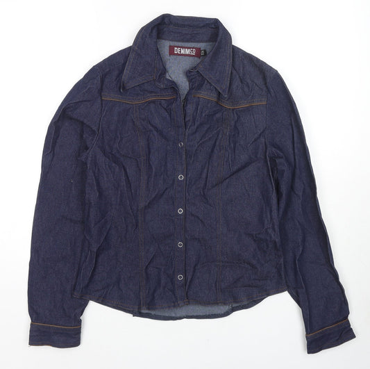 Denim & Co. Womens Blue Jacket Size 14 Snap