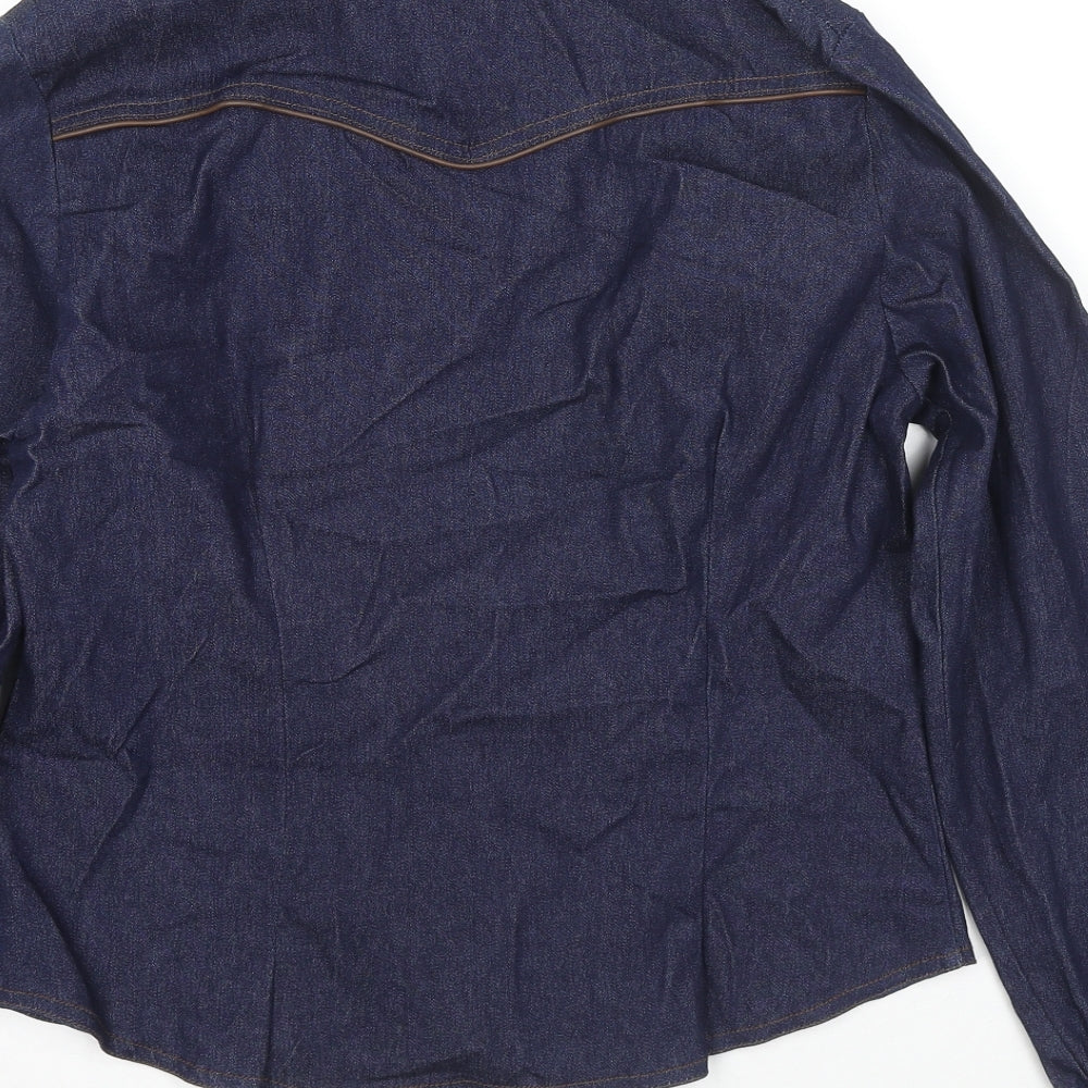 Denim & Co. Womens Blue Jacket Size 14 Snap