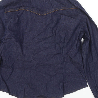 Denim & Co. Womens Blue Jacket Size 14 Snap