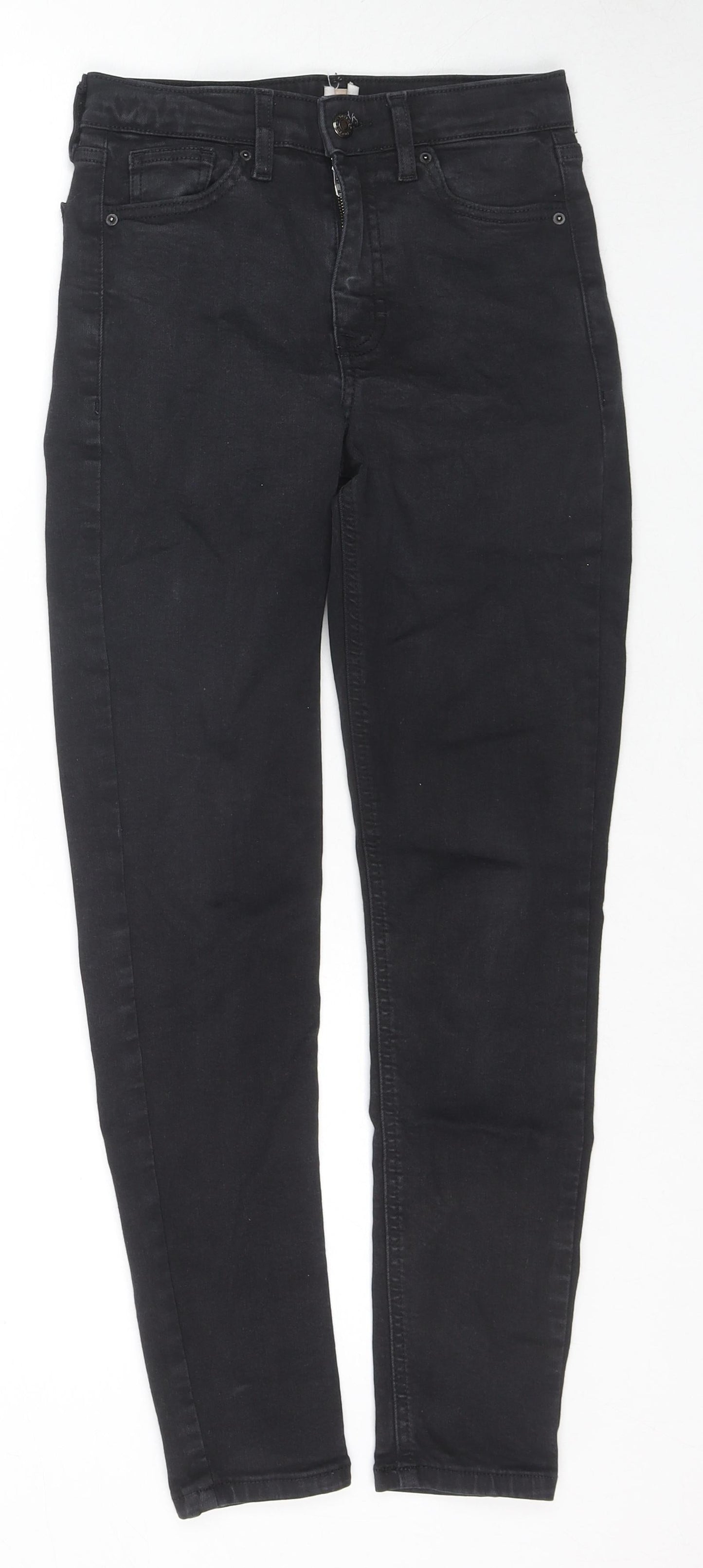 Topshop Womens Black Cotton Skinny Jeans Size 26 in L30 in Regular Zip