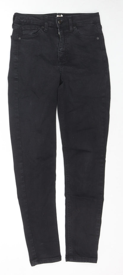 Topshop Womens Black Cotton Skinny Jeans Size 26 in L30 in Regular Zip