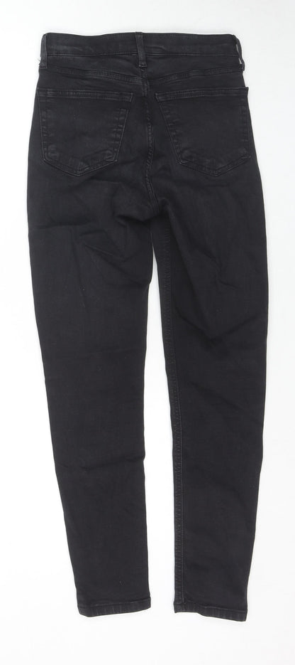 Topshop Womens Black Cotton Skinny Jeans Size 26 in L30 in Regular Zip