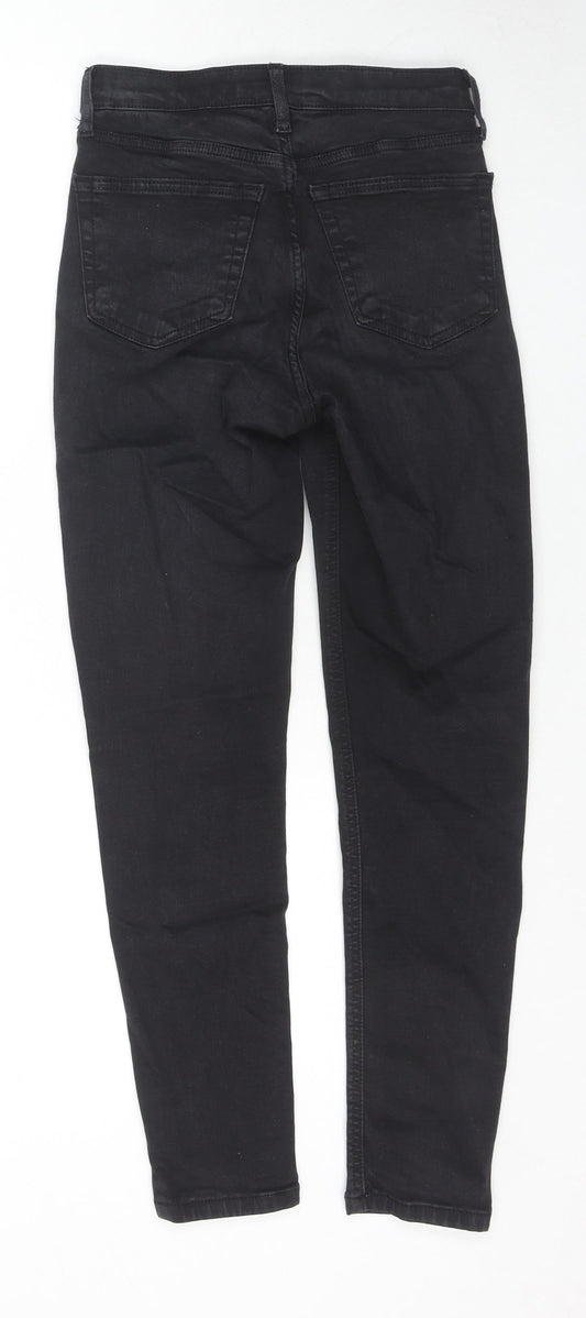 Topshop Womens Black Cotton Skinny Jeans Size 26 in L30 in Regular Zip