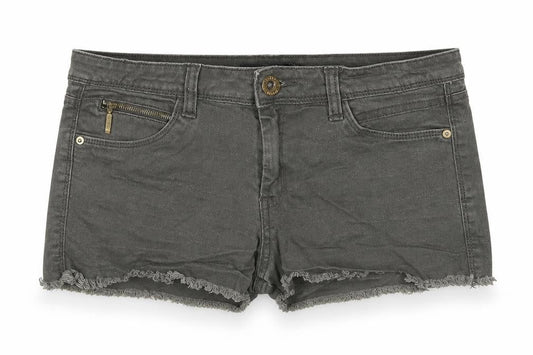 TALLY WEiJL Womens Grey Cotton Hot Pants Shorts Size 10 L3 in Regular Zip