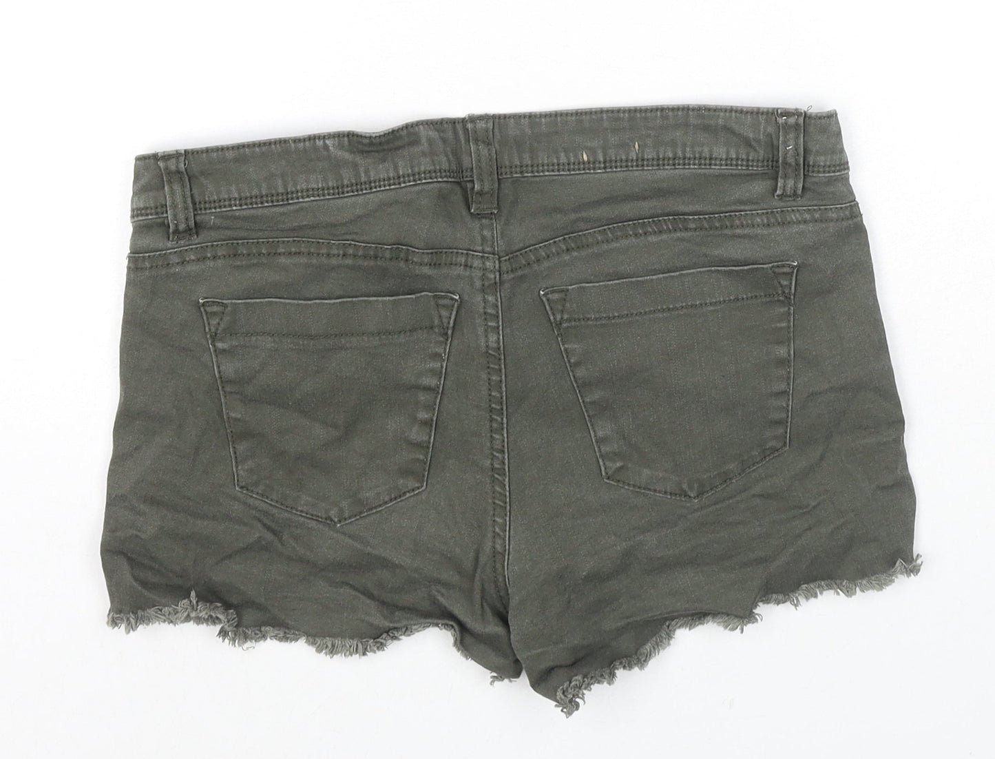TALLY WEiJL Womens Grey Cotton Hot Pants Shorts Size 10 L3 in Regular Zip