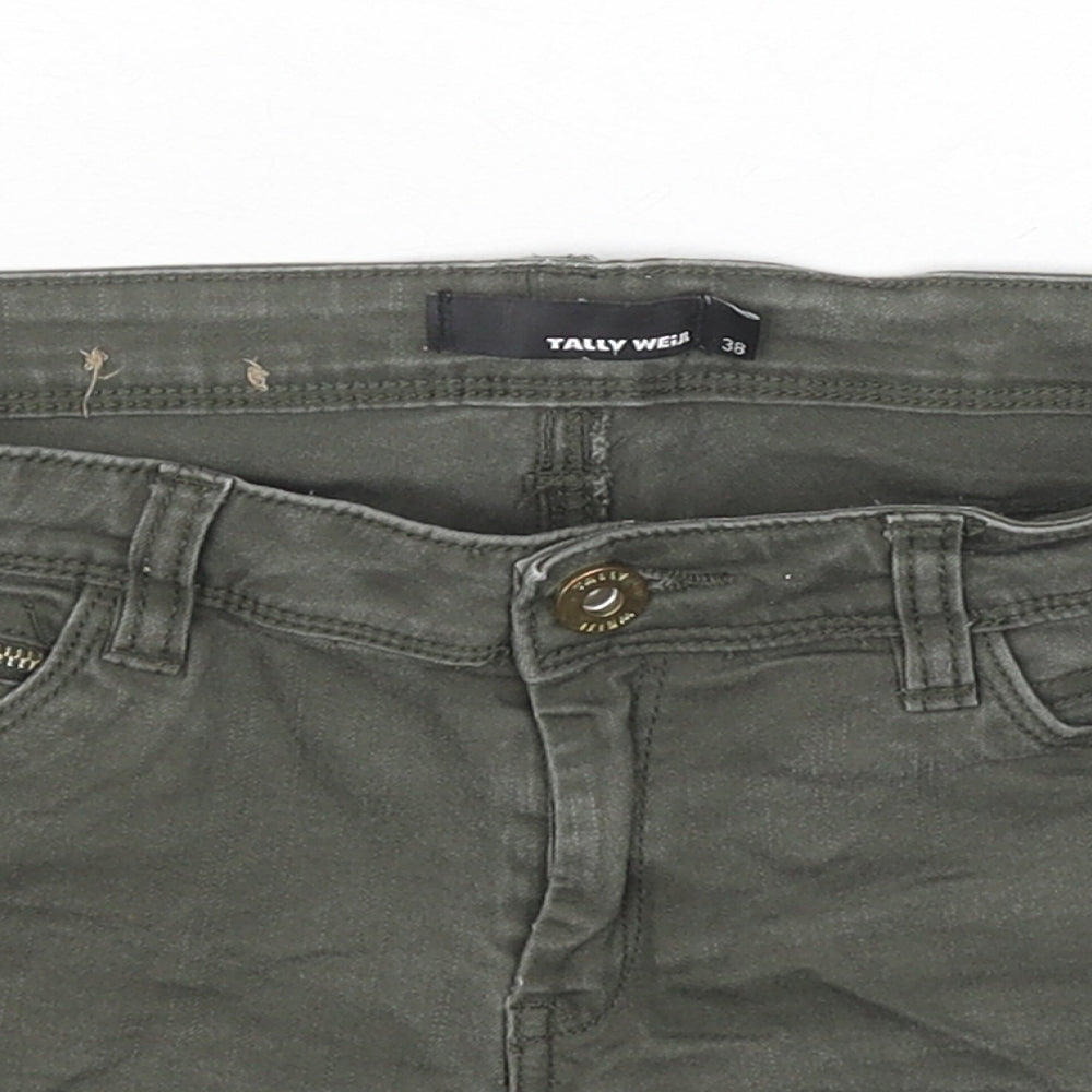 TALLY WEiJL Womens Grey Cotton Hot Pants Shorts Size 10 L3 in Regular Zip