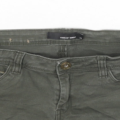 TALLY WEiJL Womens Grey Cotton Hot Pants Shorts Size 10 L3 in Regular Zip