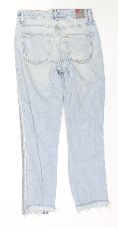 Zara Womens Blue Cotton Cropped Jeans Size 6 L26 in Regular Zip