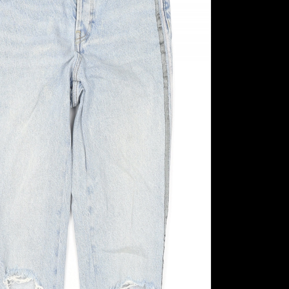 Zara Womens Blue Cotton Cropped Jeans Size 6 L26 in Regular Zip