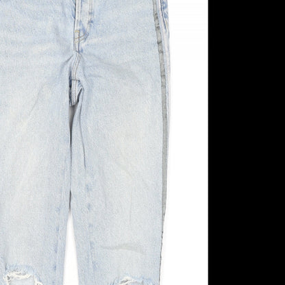 Zara Womens Blue Cotton Cropped Jeans Size 6 L26 in Regular Zip