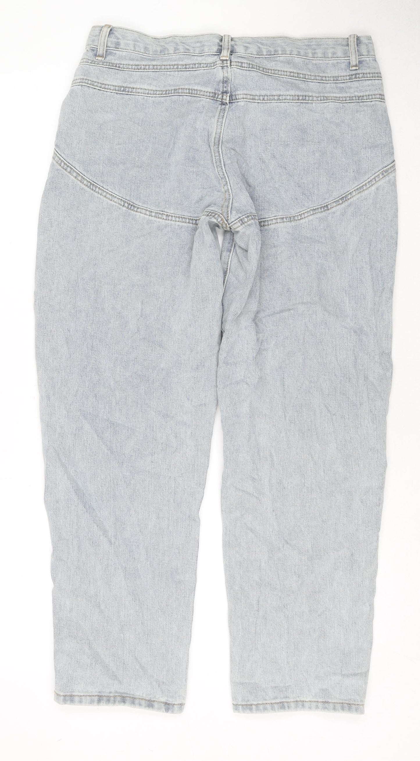 PRETTYLITTLETHING Womens Blue Cotton Straight Jeans Size 34 in L28 in Regular Zip