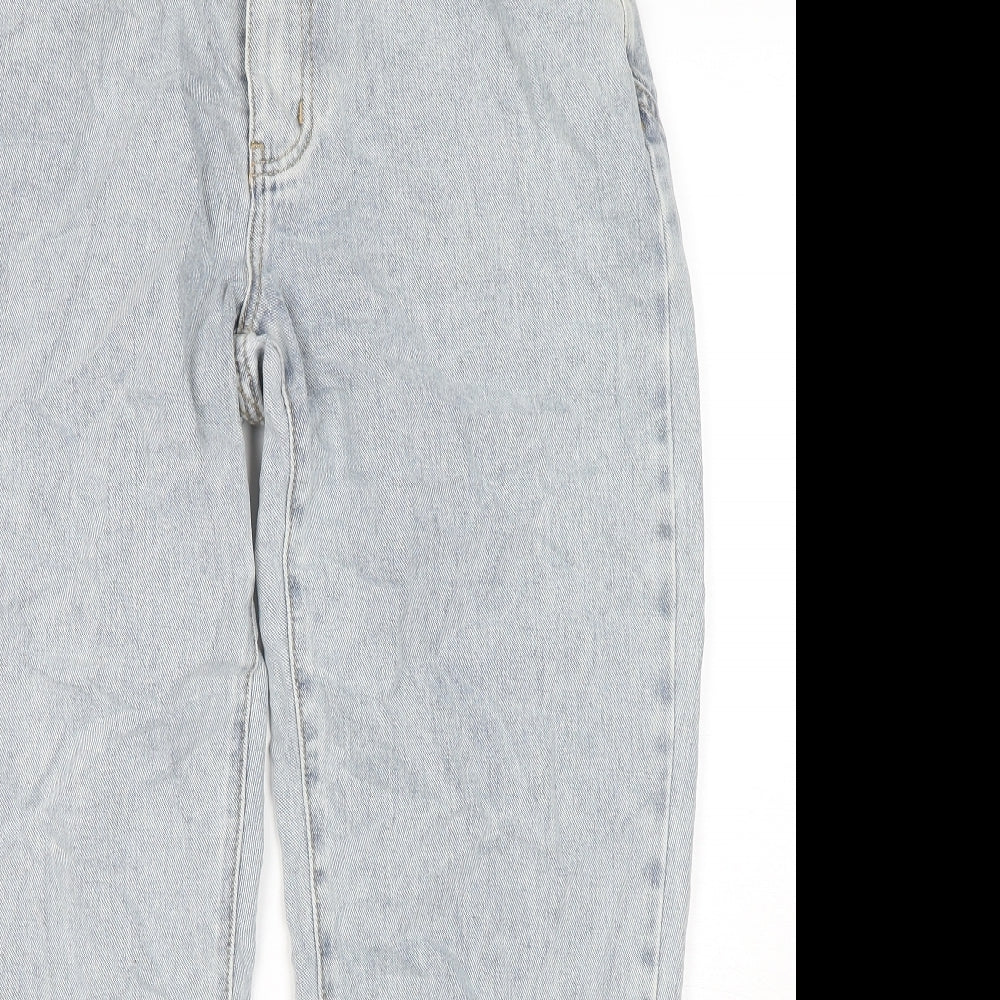 PRETTYLITTLETHING Womens Blue Cotton Straight Jeans Size 34 in L28 in Regular Zip