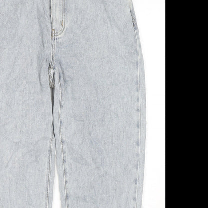 PRETTYLITTLETHING Womens Blue Cotton Straight Jeans Size 34 in L28 in Regular Zip