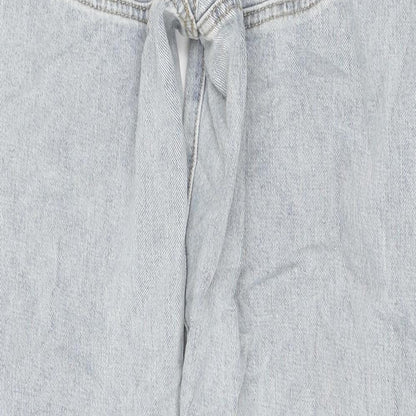 PRETTYLITTLETHING Womens Blue Cotton Straight Jeans Size 34 in L28 in Regular Zip