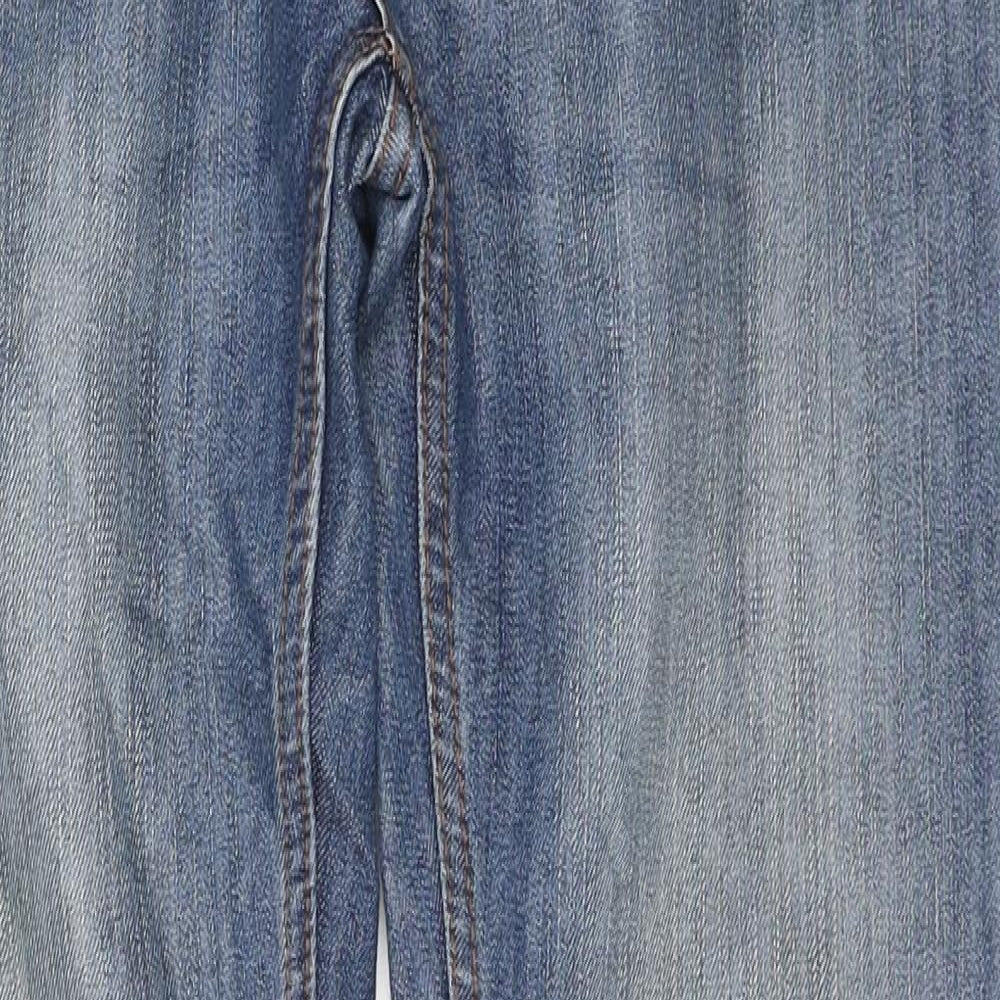 Denim & Co. Womens Blue Cotton Straight Jeans Size 28 L30 in Slim Zip