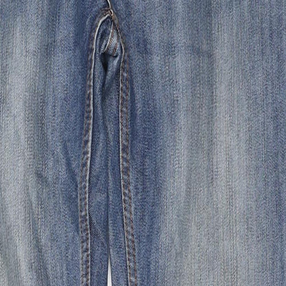 Denim & Co. Womens Blue Cotton Straight Jeans Size 28 L30 in Slim Zip