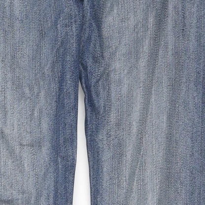 Denim & Co. Womens Blue Cotton Straight Jeans Size 28 L30 in Slim Zip