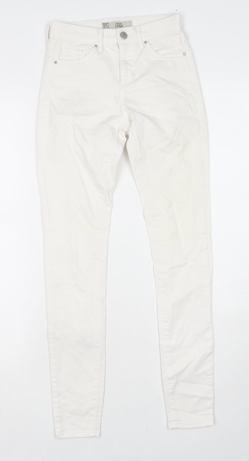Topshop Womens White Cotton Skinny Jeans Size 24 in L32 in Regular Zip