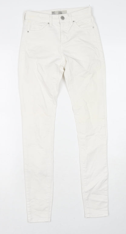Topshop Womens White Cotton Skinny Jeans Size 24 in L32 in Regular Zip
