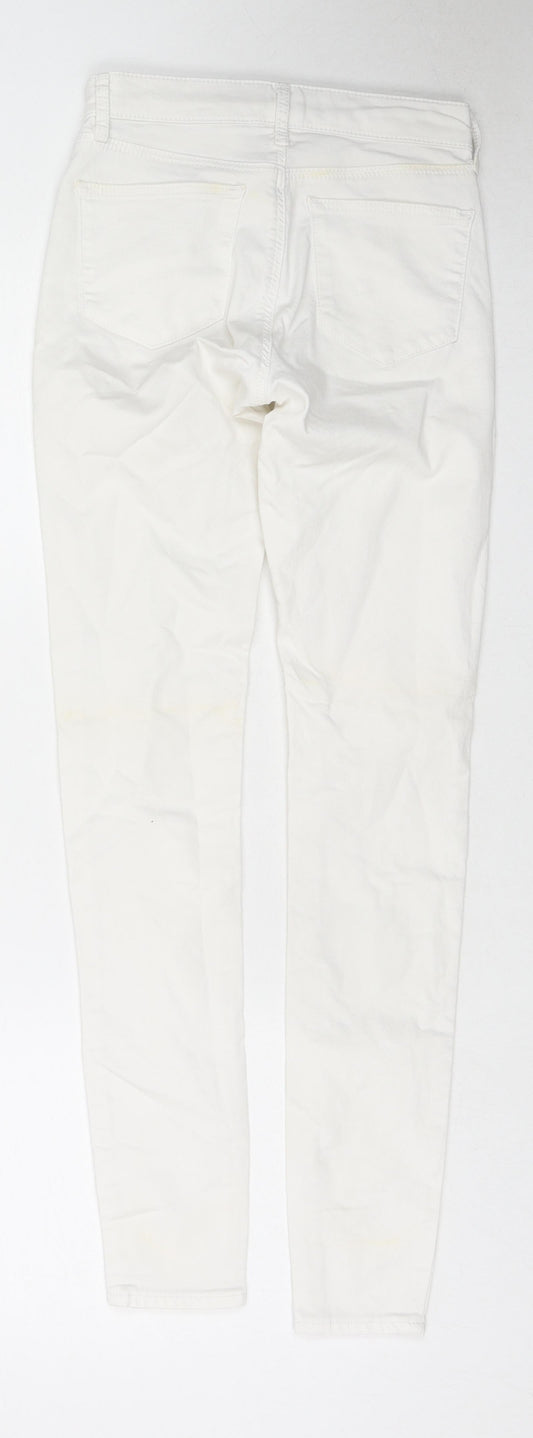 Topshop Womens White Cotton Skinny Jeans Size 24 in L32 in Regular Zip
