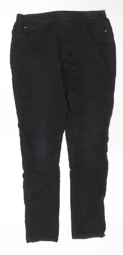 Peacocks Womens Black Cotton Skinny Jeans Size 12 L28 in Regular