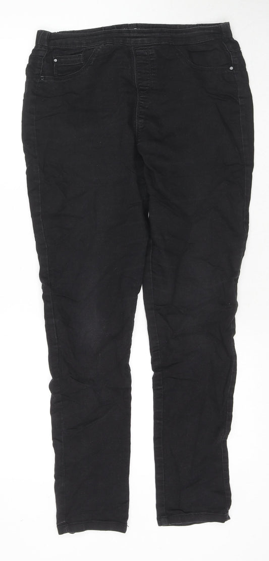 Peacocks Womens Black Cotton Skinny Jeans Size 12 L28 in Regular