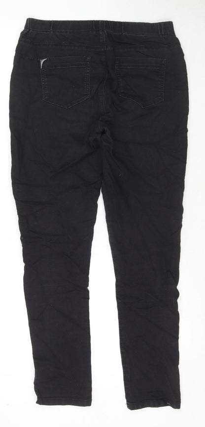 Peacocks Womens Black Cotton Skinny Jeans Size 12 L28 in Regular