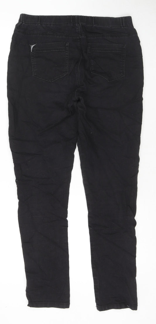 Peacocks Womens Black Cotton Skinny Jeans Size 12 L28 in Regular