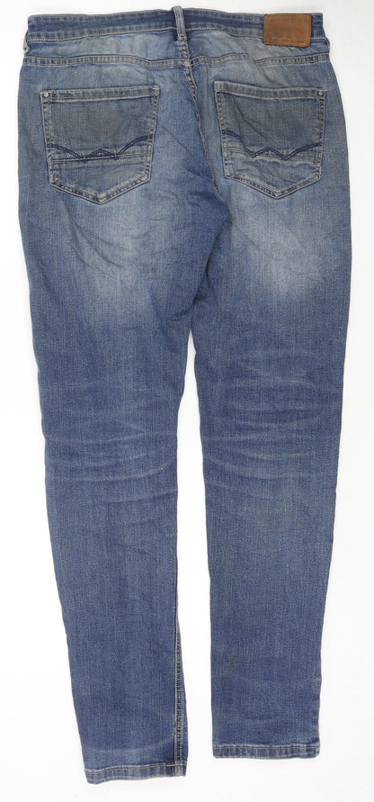 Duck & Cover Mens Blue Cotton Straight Jeans Size 32 in L34 in Regular Zip