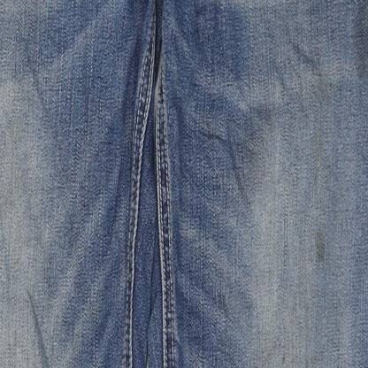 Duck & Cover Mens Blue Cotton Straight Jeans Size 32 in L34 in Regular Zip