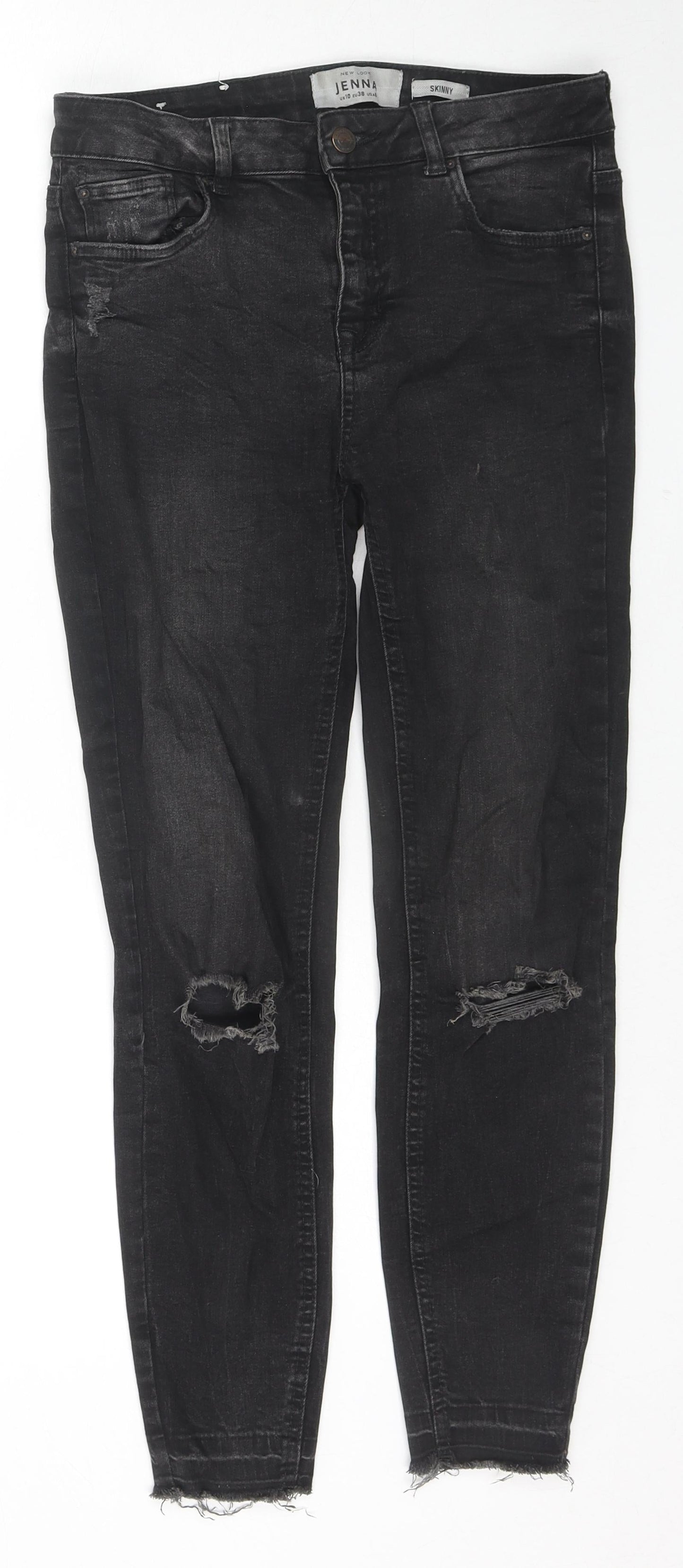 New Look Womens Black Cotton Skinny Jeans Size 10 L25 in Regular Zip