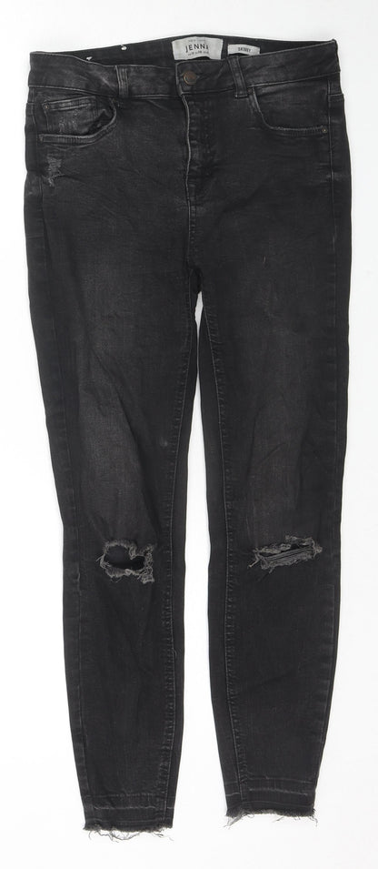New Look Womens Black Cotton Skinny Jeans Size 10 L25 in Regular Zip