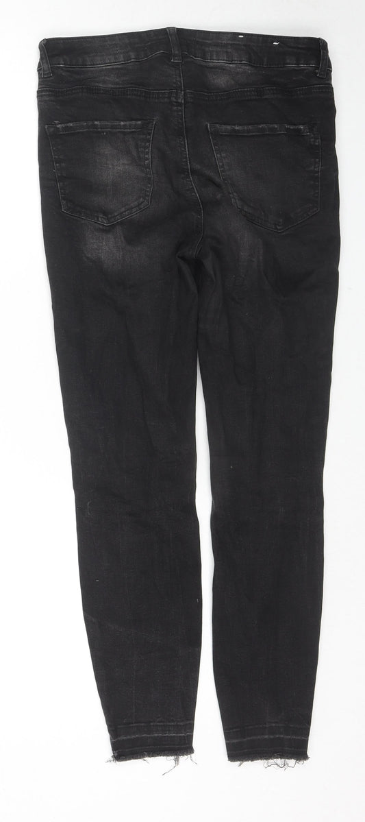 New Look Womens Black Cotton Skinny Jeans Size 10 L25 in Regular Zip