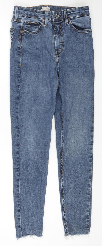 Topshop Womens Blue Cotton Skinny Jeans Size 26 in L30 in Regular Zip
