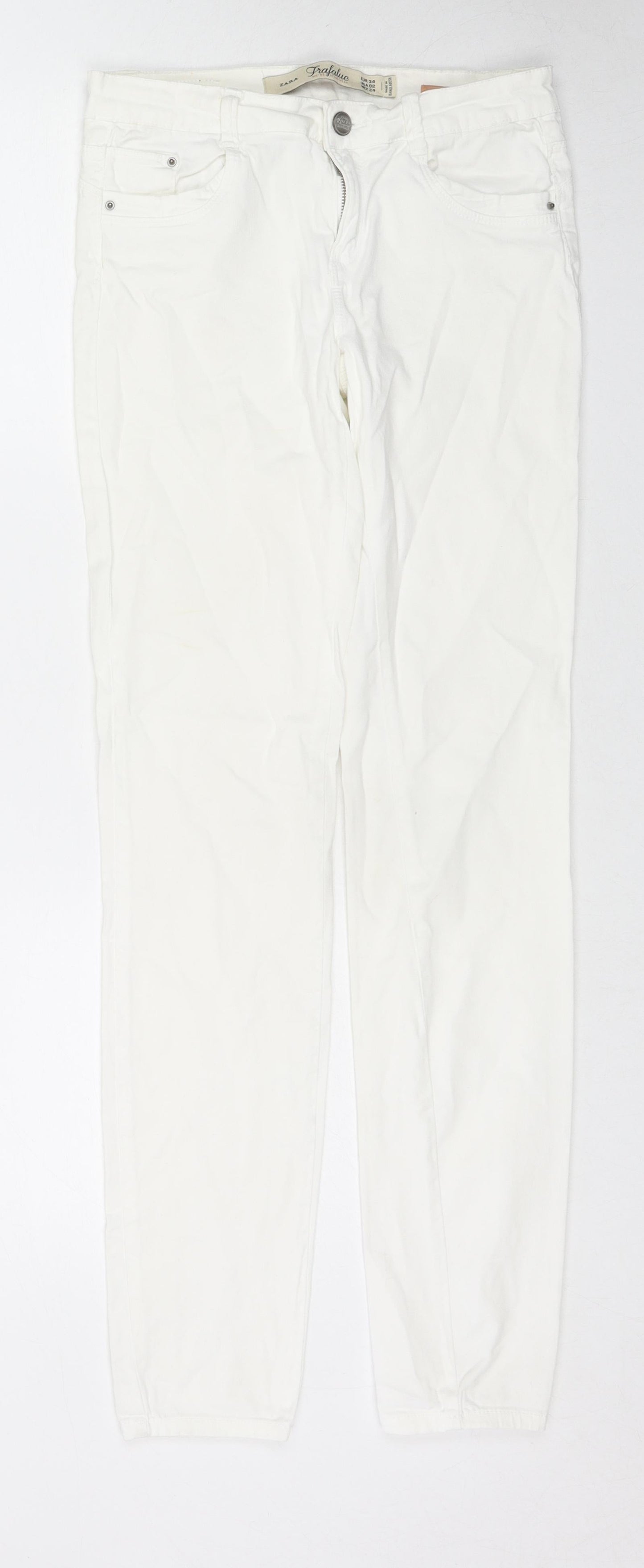 Zara Womens White Cotton Skinny Jeans Size 6 L30 in Regular Zip
