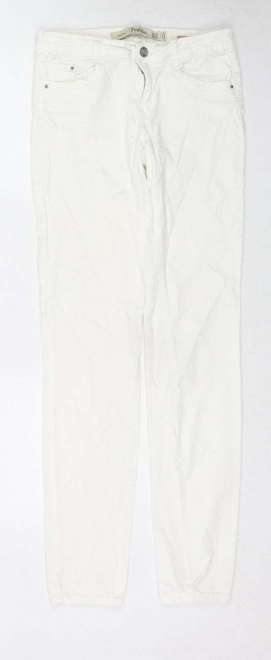 Zara Womens White Cotton Skinny Jeans Size 6 L30 in Regular Zip