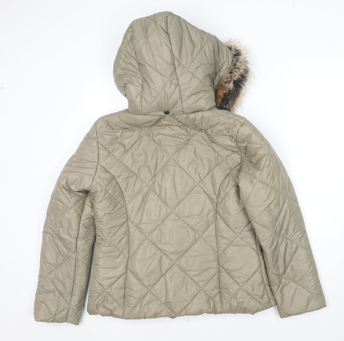 Boohoo Womens Beige Puffer Jacket Jacket Size L Zip