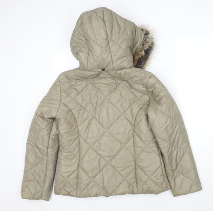 Boohoo Womens Beige Puffer Jacket Jacket Size L Zip