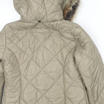 Boohoo Womens Beige Puffer Jacket Jacket Size L Zip