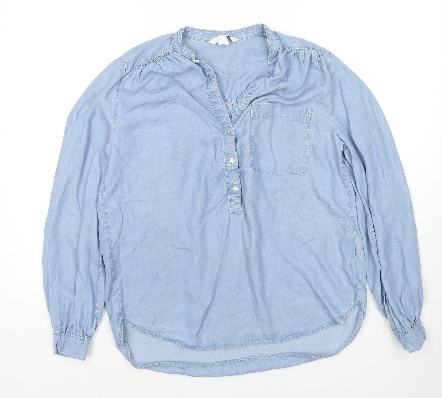 Womens UK Size 6 H&M Blue Basic Button-Up