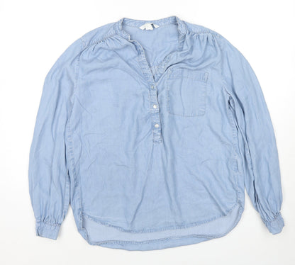 Womens UK Size 6 H&M Blue Basic Button-Up