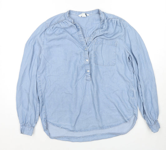 Womens UK Size 6 H&M Blue Basic Button-Up